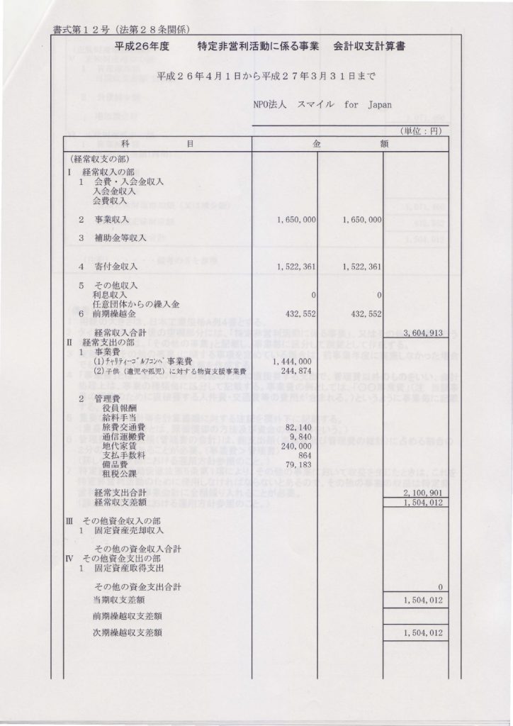 平成26年度収支報告-1